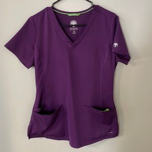 Healing Hands(XS) purple scrub top.